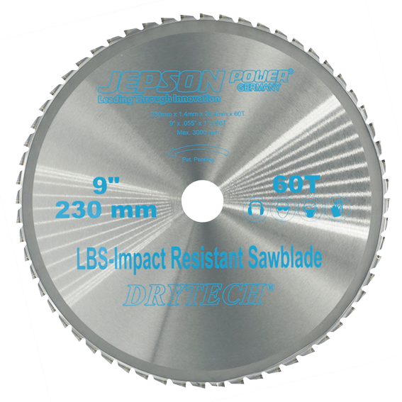 Hoja de sierra con punta de carburo Drytech® de 9'' LBS resistente a impactos ø 230 mm / 60T para acero (pared delgada)